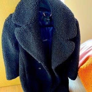 Barely used Jcrew teddy Sherpa coat in black